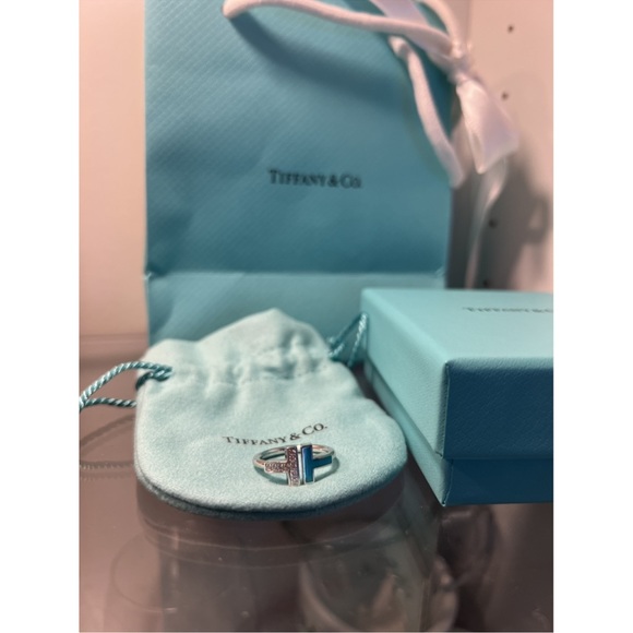 Authentic Tiffany co diamond and turquoise t wire ring - Picture 7 of 9